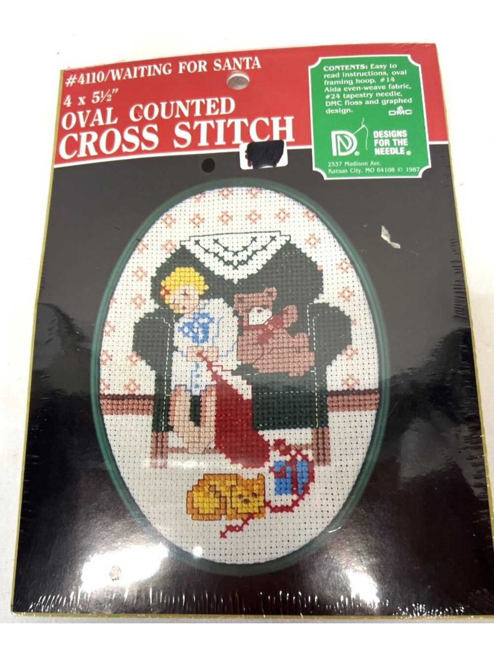 "Waiting For Santa" Oval Counted Cross Stitch Kit 4" X 5.5" By Designs For The N